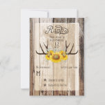 Boho Wood Sunflower Antlers Rustic Rsvp Card at Zazzle