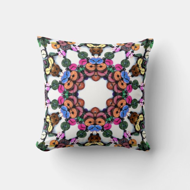 Boho Wooden Beads Throw Pillow (Front)