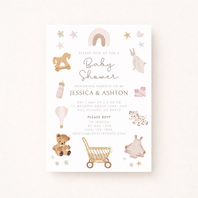 Boho Wooden Toys Baby Shower Invitation (Creator Uploaded)