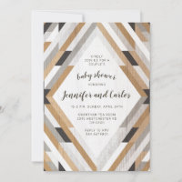 Boho Woodgrain Neutral Baby Shower Invitation