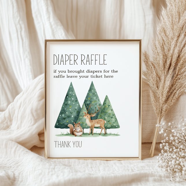 Boho Woodland Anima Baby Shower Diaper Raffle Sign (Creator Uploaded)