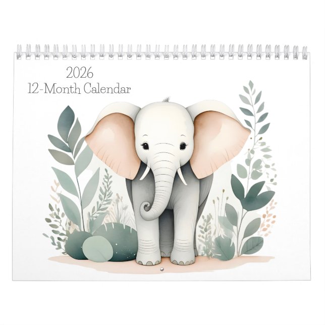 Boho Woodland Animals 2026 Calendar 12 Months (Cover)