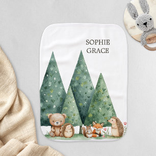 Boho Woodland Animals Baby Burp Cloth