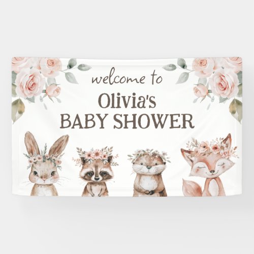 Boho Woodland Animals Baby Shower  Banner