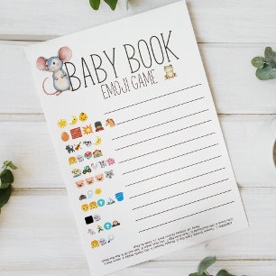 Boho Woodland Animals Baby Shower Book Emoji Game Flyer