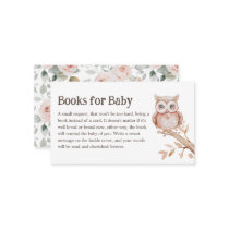 Boho Woodland Animals Baby Shower Books for Baby Enclosure Card