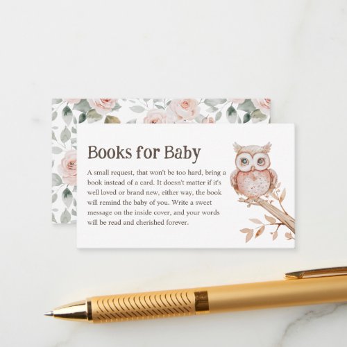 Boho Woodland Animals Baby Shower Books for Baby Enclosure Card