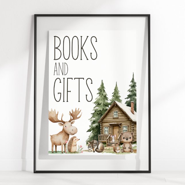 Boho Woodland Animals Baby Shower Books Gifts Sign (Creator Uploaded)