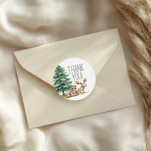 Boho Woodland Animals Baby Shower Classic Round Sticker