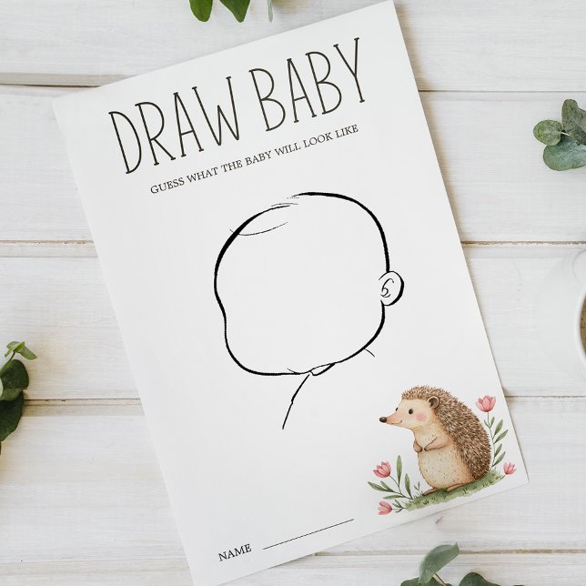 Boho Woodland Animals Baby Shower Draw Baby Game Flyer (Creator Uploaded)