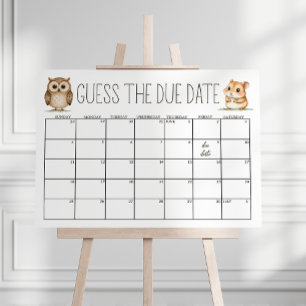 Boho Woodland Animals Baby Shower Guess Due Date Foam Board