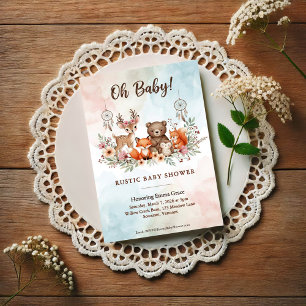 Boho Woodland Animals Baby Shower Invitation