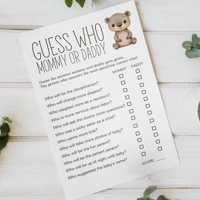 Boho Woodland Animals Baby Shower Mommy Daddy Game Flyer (Creator Uploaded)