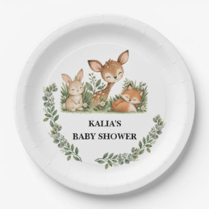 Boho Woodland Animals Baby Shower Paper Plates