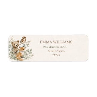 Boho Woodland Animals Baby Shower Return Address Label