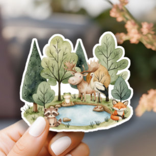 Boho Woodland Animals Baby Shower Sticker