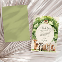 Boho Woodland Animals Baby Shower Thank You Card