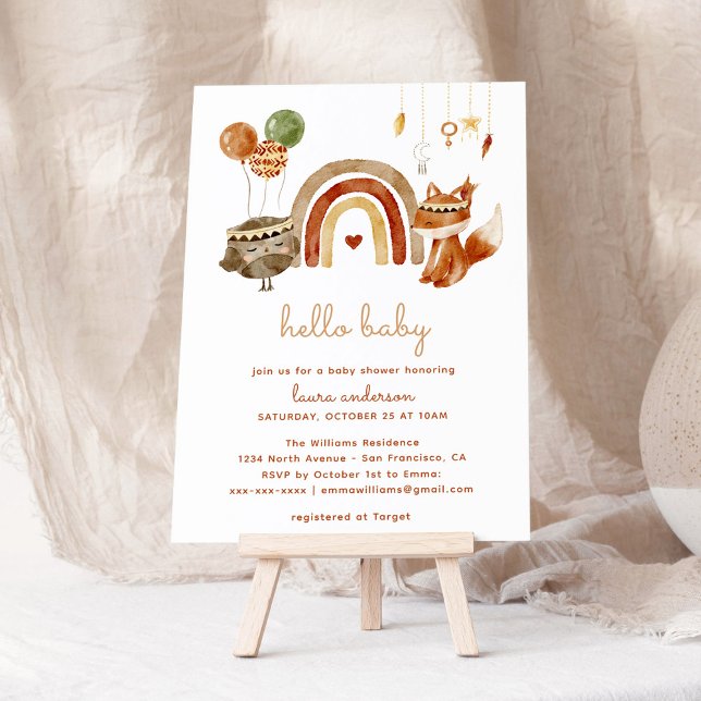 Boho Woodland Animals Baby Shower Welcome Poster (boho baby shower woodland animals welcome poster)