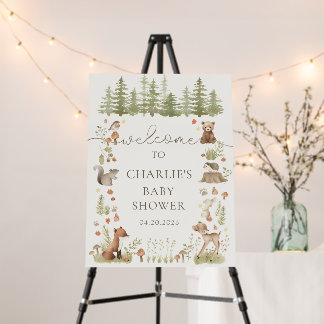 Boho Woodland Animals Baby Shower Welcome Sign