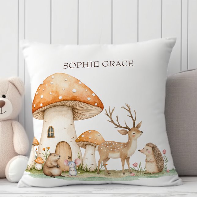 Boho Woodland Animals Baby Throw Pillow (Creator Uploaded)