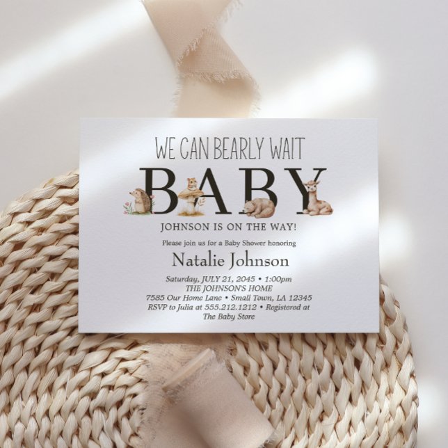 Boho Woodland Animals Bearly Wait Baby Shower Invitation (Creator Uploaded)
