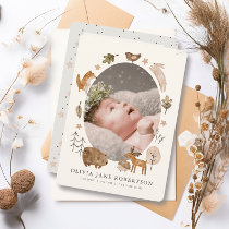 Boho Woodland Animals Birth Announcement