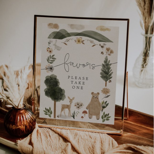 Boho Woodland Animals Birthday Party Favors Sign (Creator Uploaded)