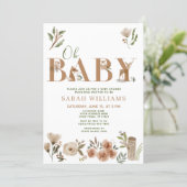Boho Woodland Animals Brown Oh Baby Shower Invitation (Standing Front)