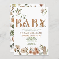 Boho Woodland Animals Brown Oh Baby Shower Invitation