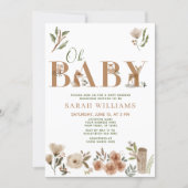 Boho Woodland Animals Brown Oh Baby Shower Invitation (Front)