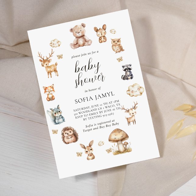 Boho Woodland Animals Cute Baby Shower Invitation (Creator Uploaded)