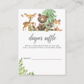 Boho Woodland Animals Diaper Raffle Baby Shower Enclosure Card (Front)