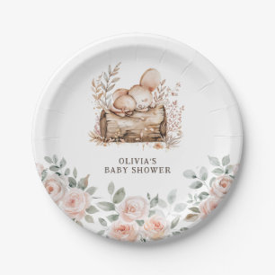 Boho Woodland Animals & Floral Baby Shower Paper Plates
