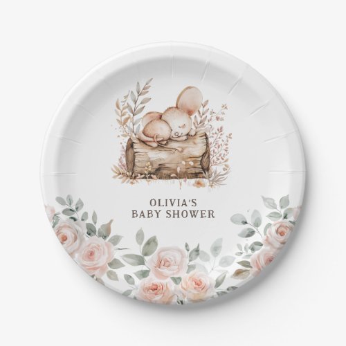 Boho Woodland Animals  Floral Baby Shower Paper Plates