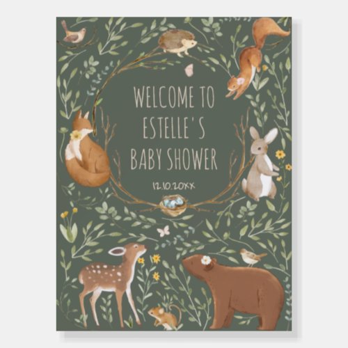 Boho Woodland Animals Forest Friends Baby Shower Foam Board