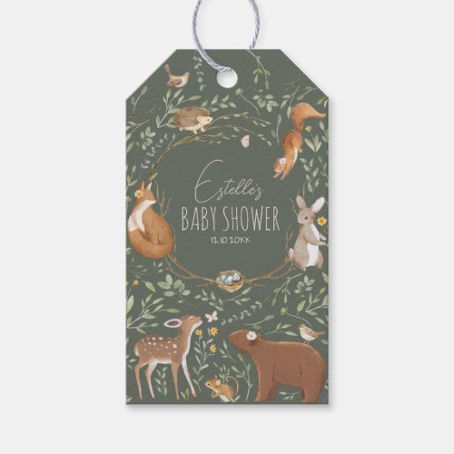 Boho Woodland Animals Forest Friends Baby Shower Gift Tags