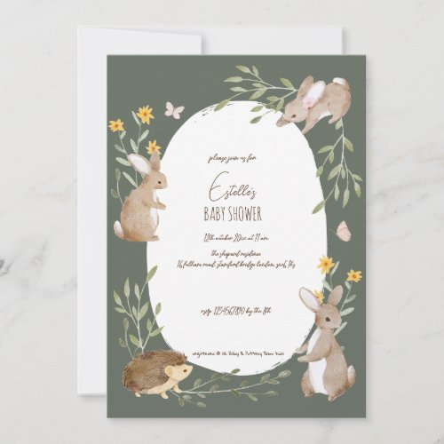 Boho Woodland Animals Forest Friends Baby Shower Invitation