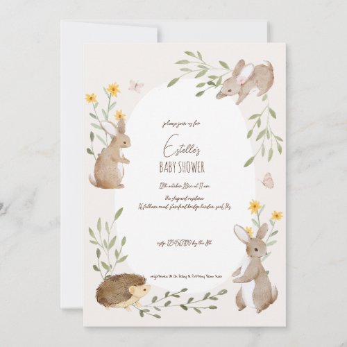 Boho Woodland Animals Forest Friends Baby Shower Invitation