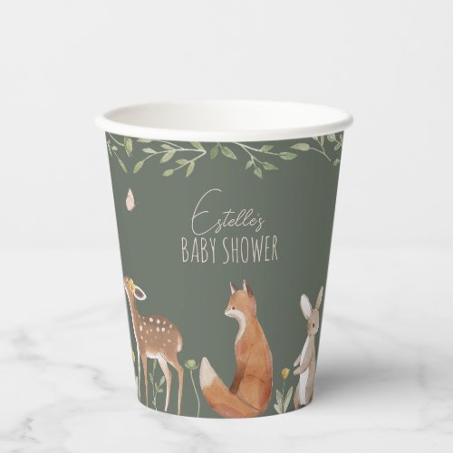 Boho Woodland Animals Forest Friends Baby Shower Paper Cups