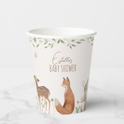 Boho Woodland Animals Forest Friends Baby Shower Paper Cups