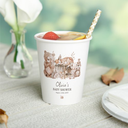 Boho Woodland Animals Gender Neutral Baby Shower Paper Cups