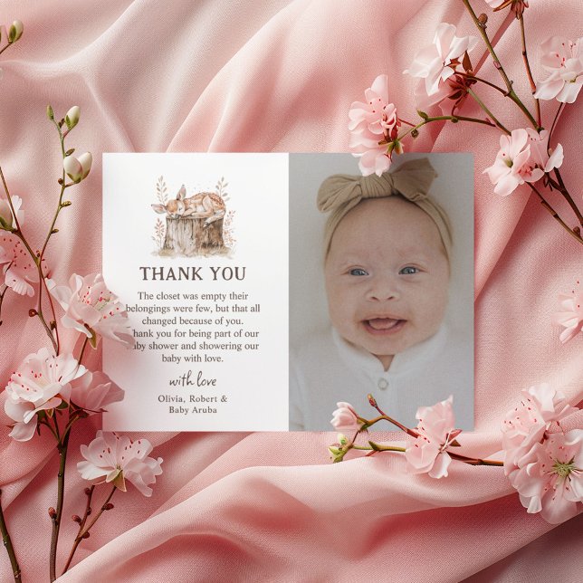 Boho Woodland Animals Gender Neutral Baby Shower Thank You Card (Creator Uploaded)