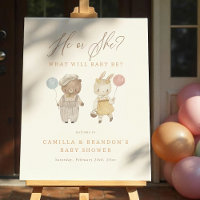 Boho Woodland Animals Gender Reveal Welcome Sign