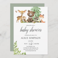 Boho Woodland Animals Leaves Baby Shower Invitatio Invitation