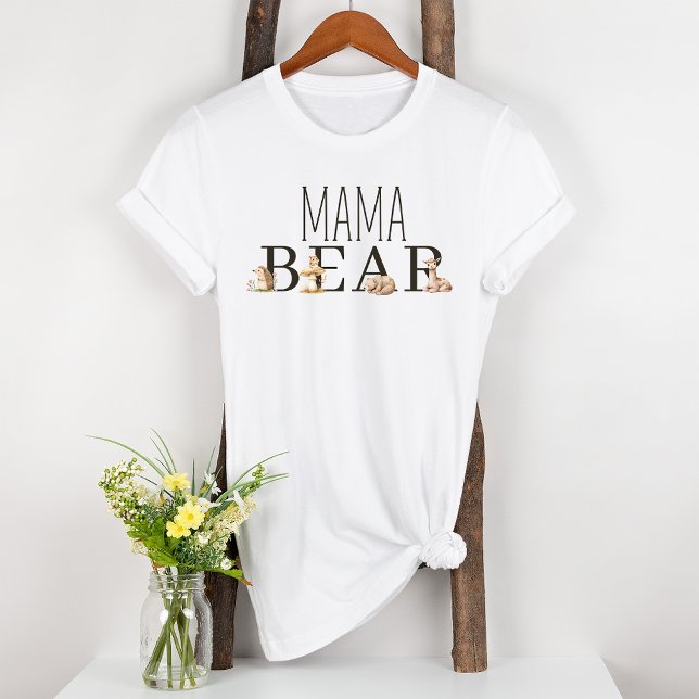 Boho Woodland Animals Maternity Mama Bear T-Shirt (Creator Uploaded)