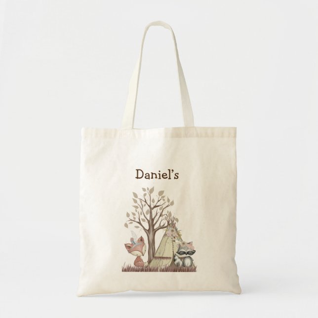 Boho Woodland Animals Nursery Tote Bag  (Front)