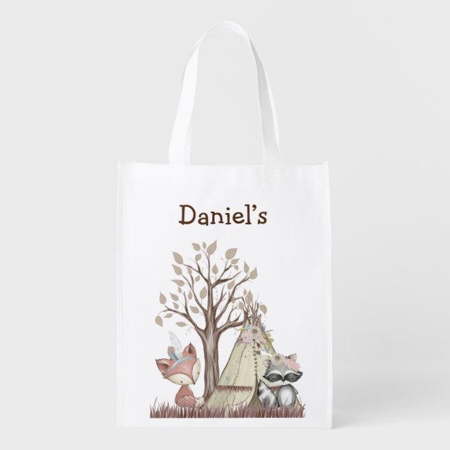 Boho Woodland Animals Nursery Tote Bag  (Front)