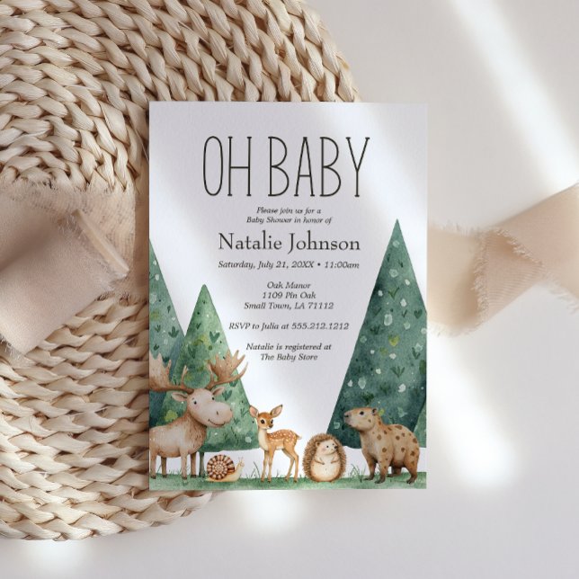 Boho Woodland Animals Oh Baby Shower Invitation (Creator Uploaded)