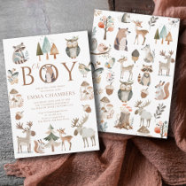 Boho Woodland Animals Oh Boy Baby Shower Invitation