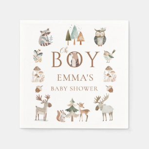 Boho Woodland Animals Oh Boy Baby Shower Napkins